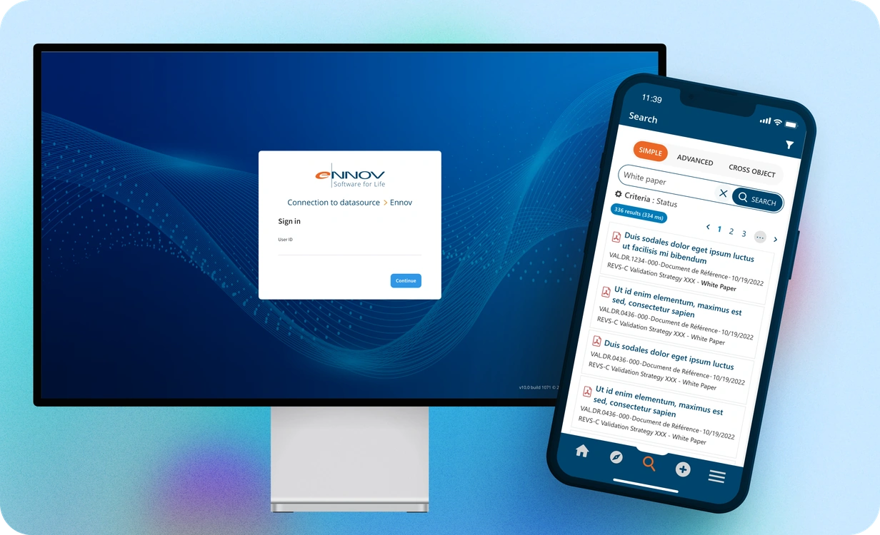 Interfaces du SaaS Ennov